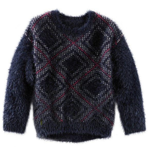 NWT Oshkosh B'gosh Girls Knit Pullover Sweater Furry Diamond Cardigan To… - Picture 3 of 9